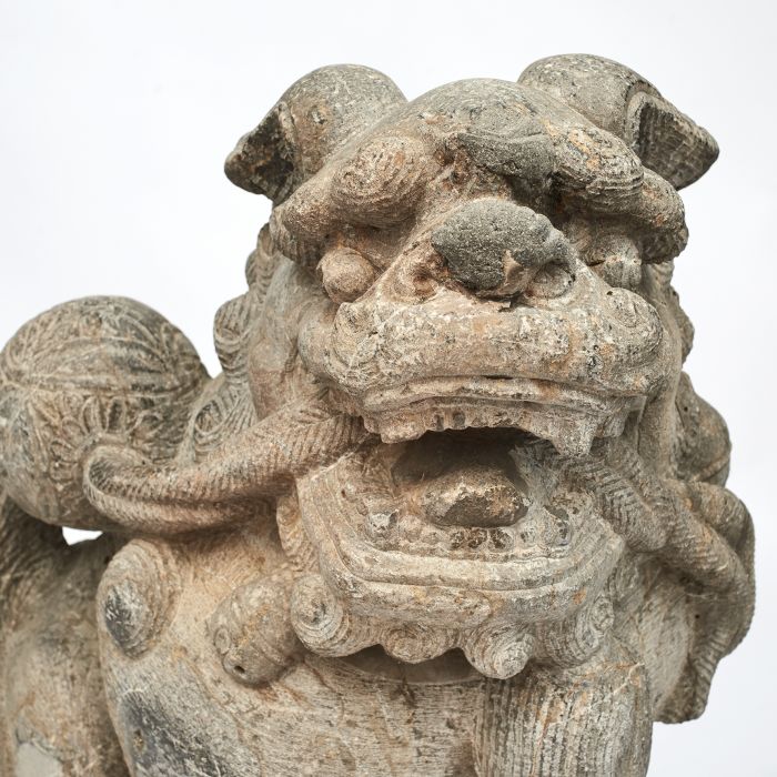 Pair Of Carved Stone Guardian Lions Pair Of Carved Stone Guardian Lions