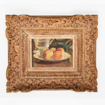 Charming "Still Life" oil painting on wood signed by the artist. France, 1900-20