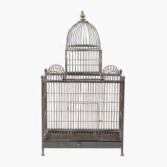 Fransk paladsformet fuglebur i gråmalet jern, ca. 1900–1920