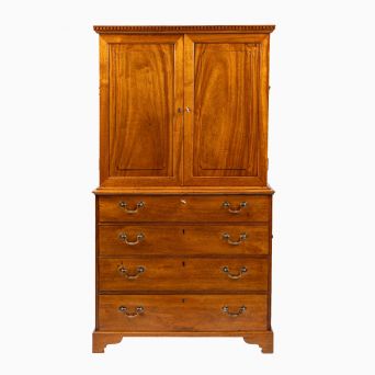 Early 19th Century English Regency Campaign Linen Press in Camphor Wood
