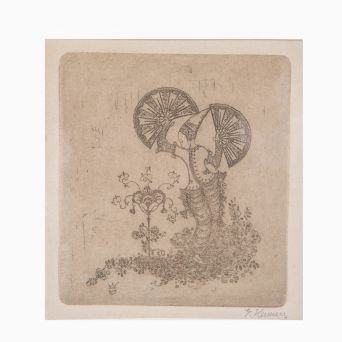 Gerhard Henning - Akvatinte af orientalsk inspireret figur