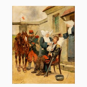 Jules Delaunay - Fransk officer får forplejning af nonner