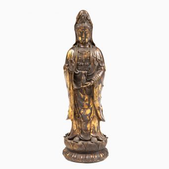 Early 19th Century Chinese Gilt Bronze Standing Guanyin Figure