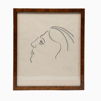 Eugène de Sala - Profilskitse, signeret