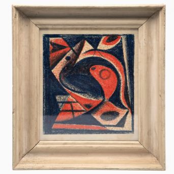 Eugène de Sala - Surrealistisk komposition i rød og blå oliekridt, 1925-30