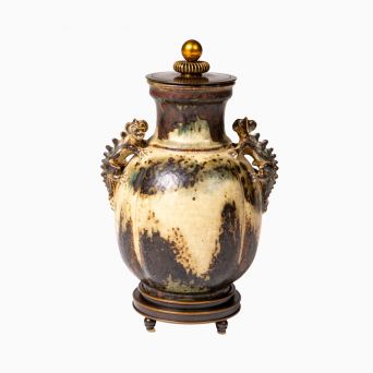 Unika lågkrukke i stentøj – Bode Willumsen & Knud Andersen, Royal Copenhagen, ca. 1950