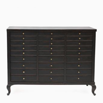 Swedish Black-Painted Architect's Chest with 27 Drawers, Circa 190