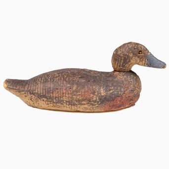 American Folk Art Hand-Carved and Painted Wooden Decoy Duck, Early 20th Century