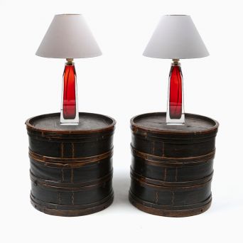 19th Century Chinese Side Tables, Former Stackable Food Storage Boxes, in Black Lacquer