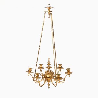 Petite Baroque-Style Brass Chandelier, Attributed to Skultuna, Sweden, c. 1920