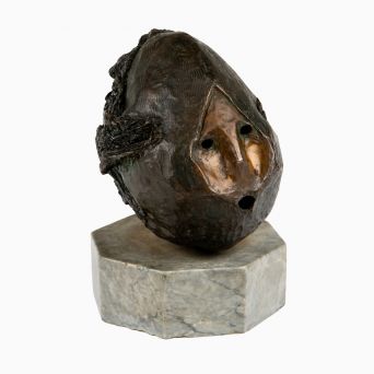 Bronzeskulptur “Kuglefisk” på marmorsokkel, ca. 1970’erne