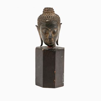 Thai Buddha-hoved i bronze, 17.-18. årh.