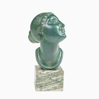 Olof Ahlberg – Kvindehoved i grønpatineret bronze, 1920