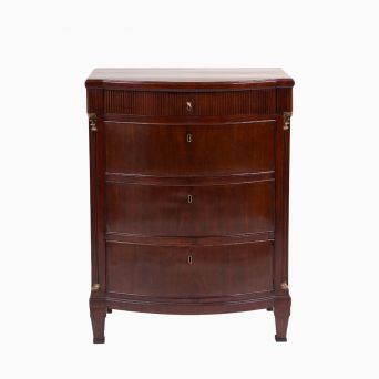 Danish Louis XVI Commode in Mahogany with Fluted Columns and Bronze Capitals, 1780-1790