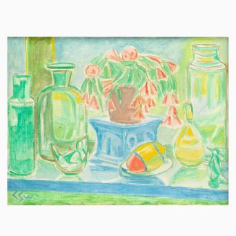 Christine Swane - Stilleben, olie på lærred. Signeret, 1955