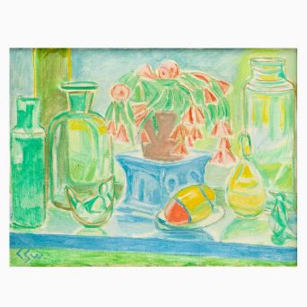 Christine Swane - Stilleben, olie på lærred. Signeret, 1955