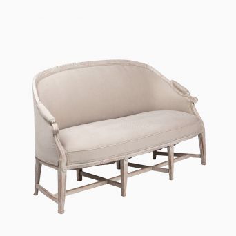 Gustavian Settee in Pale Grey with Linen Upholstery, Denmark, 1780–1790