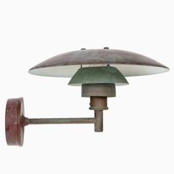 Poul Henningsen PH 4,5/3 udendørs væglampe i kobber, 1970'erne