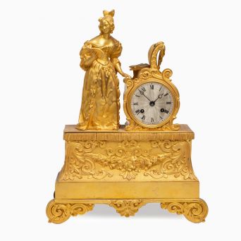 Louis-Philippe lueforgyldt bronzeur med kvinde ved klaver, Frankrig ca. 1830–1850