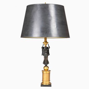 Fransk Empire bordlampe i forgyldt og patineret bronze, ca. 1810