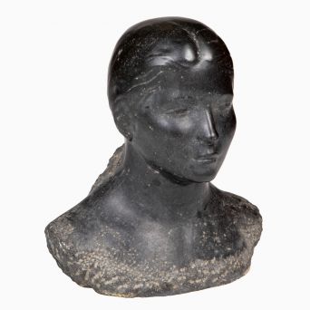Christoph Voll (1897-1939) - Monumental buste af kvinde i sort granit