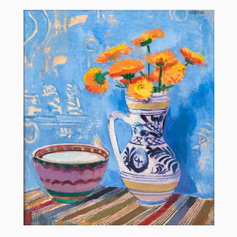Victor Isbrand  - Opstilling med vase og blomster