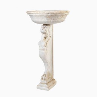 18th Century Italian Baroque Carrara Marble Basin with Sphinx Pedestal