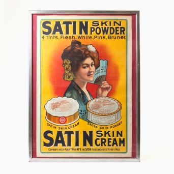 Art Nouveau Antique Vintage Lithograph Satin Skin Powder by Albert F. Wood, USA c. 1903