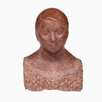 Christoph Voll - Female Bust in Red Granite, Germany, circa 1930