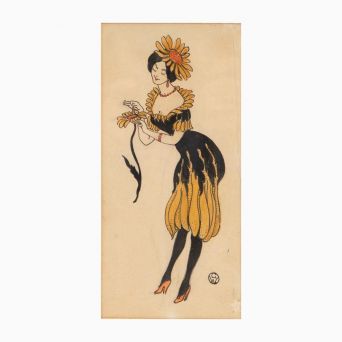 Gerda Wegener -  Art deco tegning af elegant kvindefigur