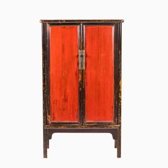 Skab med original rød-sort lak, Ming-stil, ca. 1840