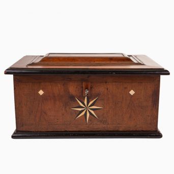 Early 18th Century Danish Baroque Walnut and Ebonised Oak Casket with Inlays