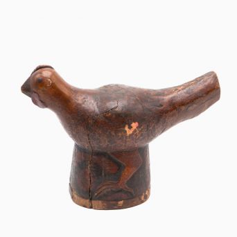 19th Century Chinese Folk Art Bird in Carved Wood with Original Paint 