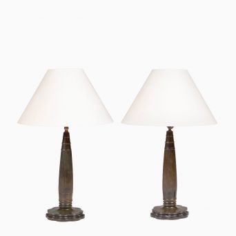 Just Andersen – Par Art Deco bordlamper i diskometal