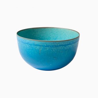 Beate Andersen Danish Stoneware Bowl with Turquoise Blue Glaze, Signed and Dated 1987