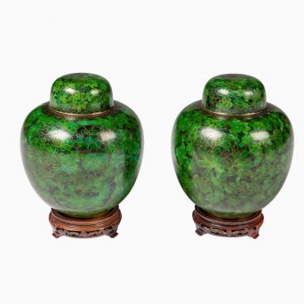 Par cloisonné ingefærs-bojaner, Kina, tidlig 1900-tallet