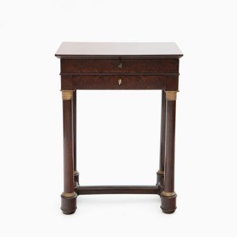 Charles X Mahogany Worktable with Gilt Bronze Accents, France, circa 1820