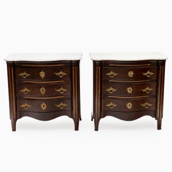 Rare Pair of Louis XVI Commodes in Cuban Mahogany with Carrara Marble Tops, Altona c. 1780