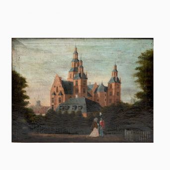 Dansk guldalder-maleri af Rosenborg Slot, 1840-1860