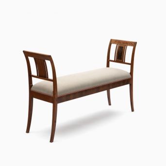 Danish Empire Bench in Mahogany with Walnut and Maple Inlays, Circa 1810-1820