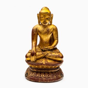 Large 18th-19th Century Burmese Gilded Buddha Sculpture in Bhūmisparśa Mudrā