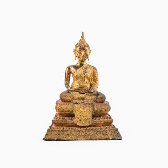 Siddende bronze Buddha