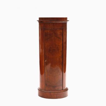 Late Empire Cylinder Burl Walnut Pedestal Cabinet. Copenhagen 1830-40