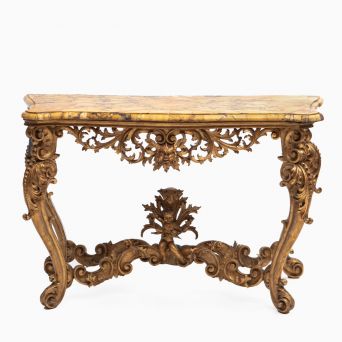 Italian Giltwood and Breche D'alep Marble Console Table 