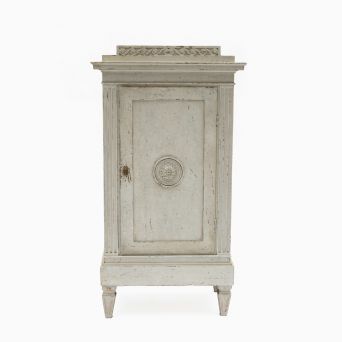 Danish Late 18th Century Louis XVI Pedestal Cabinet Gray Painted