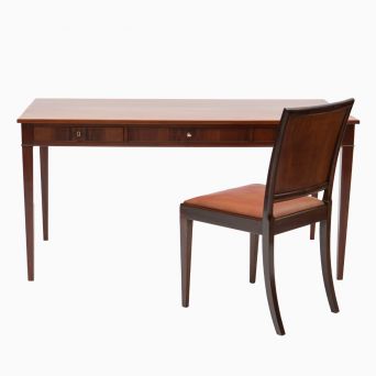 Frits Henningsen Solid Mahogany Writing Table and Chair Set - Denmark 1940's