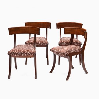 Set of Four Late Empire Klismos Chairs - Mahogany and Polished Beech, Denmark circa 1840