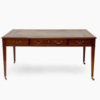 English Regency Style Partners Desk in Mahogany with Leather Top