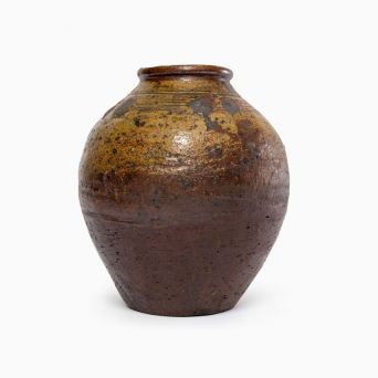 Chinese Qing-Dynasty Ochre Glazed Vinegar Jar