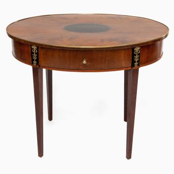 19th Century Danish Empire Mahogany Sewing Table with Gilded Bronze Inlays and Secret Compartments